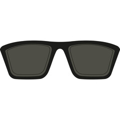 Black Framed Square Sunglasses With Dark Gray Lenses And A Transparent Background for Design