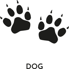 Black Dog Paw Prints on White Background Isolated