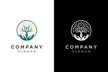 sign of the cross Tree Logo Design