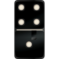 Black Domino Tile With Four Dots On Top And One Dot On Bottom Against A Transparent Background Isolated Realistic 3d Rendering