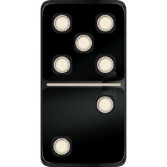 Black Domino Tile With White Dots Isolated On Transparent Background Featuring A Five And Two Combination