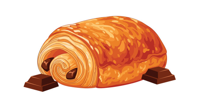 Delicious freshly baked pain au chocolat, a classic French pastry with rich dark chocolate, presented on a clean white background. - Powered by Adobe