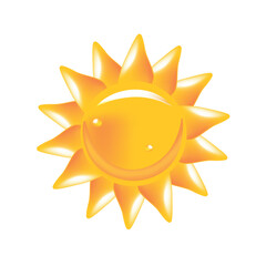 Yellow sun with orange rays and white highlights star