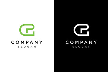 letter G and P green line simple modern logo