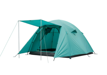 aqua tent outdoors, camping, a shelter for outdoors activities and travel trip, isolated on white or transparent background. PNG
