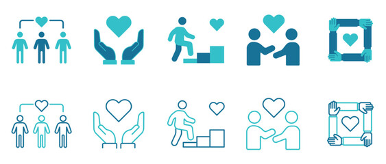 Happy Friendship icon set. love, romantic date, anniversary. Vector and illustrator