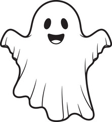 Kawaii Pumpkin and Ghost Halloween Line Art Set