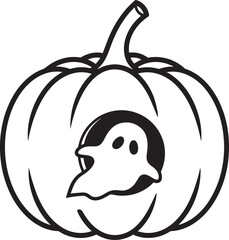 Halloween Pumpkin Face and Ghost Outline Vector Pack