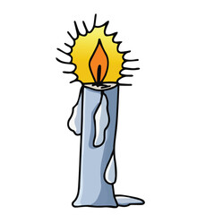 Cute cartoon hand drawn vector candle clipart.