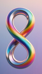 3D Rainbow Infinity Symbol on Gradient Background