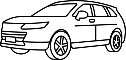 Minimalist Outline SUV Car Simple Transportation Automobile Line Drawing