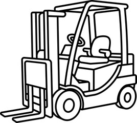 Minimalist Outline Forklift Truck Heavy Industrial Vehicle Machine Illustration