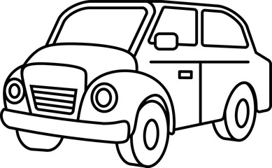 Simple Outline Classic Car Illustration, Line Art Isolated Transportation Graphic