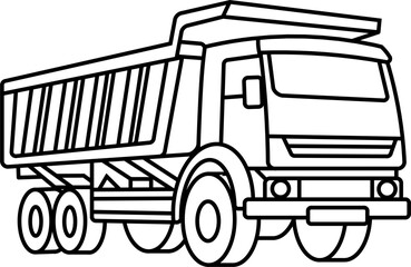 Bold Outline Dump Truck Illustration, Heavy Construction Vehicle Icon