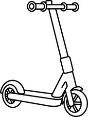 Minimalist Outline Electric Kick Scooter Transportation Vehicle Isolated Illustration