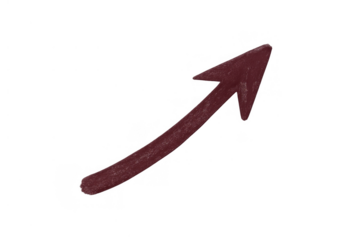 Hand drawing red pointing arrow symbol upward showing business growth and positive trend on transparent background