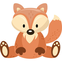 Cute Cartoon Fox Sitting Down With Bushy Tail White Paw Pads And Orange Fur Isolated On Transparent Background