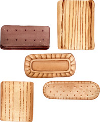 Delicious biscuits watercolor hand-drawn illustration