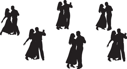 Simple Merengue Dancing Couple Silhouettes