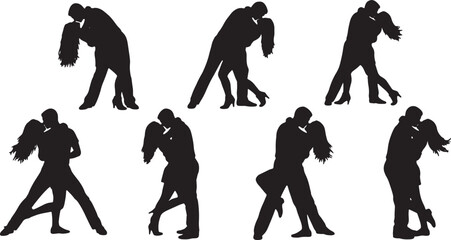Passionate Couple Embrace Silhouette Collection