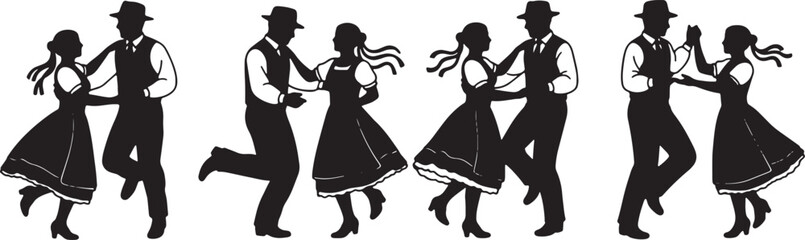 Lively Polka Dancing Couple Silhouettes © AADIL