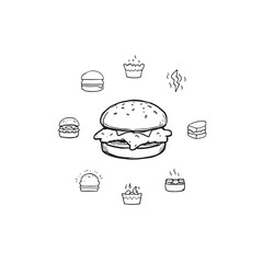 chicken sandwich line art perfect lunch choice