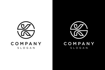 letter K in circle logo design simple modern line