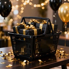 shopping cart full of presents