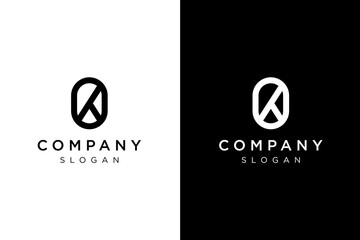 letter K in oval logo design simple modern line