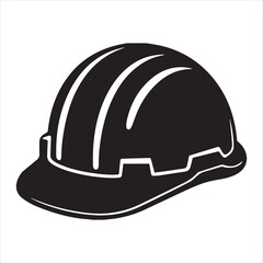Simple black and white safety hard hat graphic