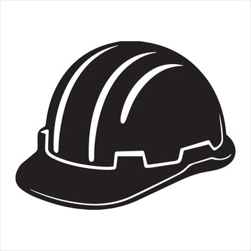 Simple black and white safety hard hat graphic