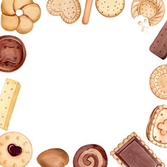 Delicious Biscuits frame watercolor illustration