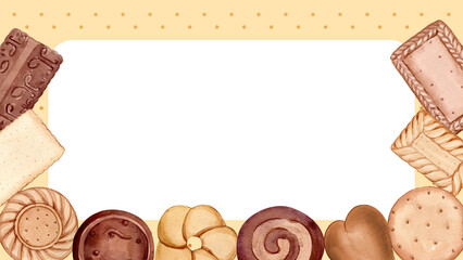 Delicious Biscuits frame watercolor illustration