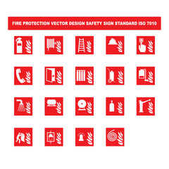 set Fire extinguisher vector design safety sign standar ISO 7010