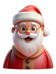 Cute 3D Santa Claus with Glasses Red Outfit and Joyful Expression for the Holidays
