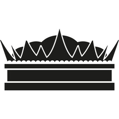 Black Silhouette Graphic Icon of a Stylized Crown with Jagged Peaks and a Base Layer