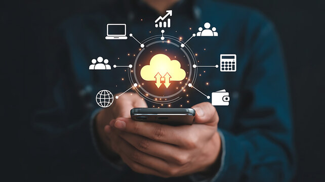 Cloud Computing Services and Technologies Empowering Digital Transformation Connecting Devices and Data for Business Growth - Powered by Adobe