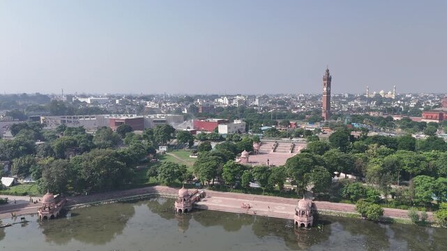 Aerial Shot of Kudiya Ghat at Gomti River in Lucknow, Uttar Pradesh, India