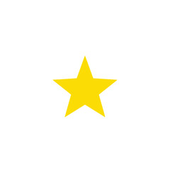 Obraz premium Classic yellow five-pointed star icon isolated on a white background. A simple flat vector illustration representing a symbol for rating, achievement, and celebration