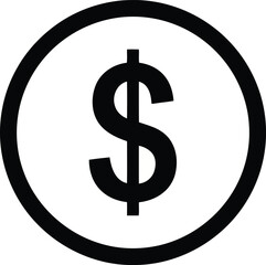 Black dollar sign inside a black circle icon money 1