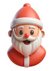 Cute 3D Santa Claus with White Beard and Big Smile in Red Suit