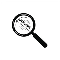 Black magnifying glass over the word analysis and schematic lines 1