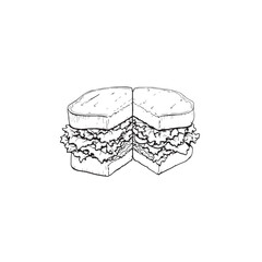 club sandwich line art classic tasty meal