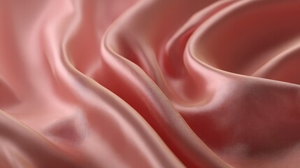 Obraz premium Elegant and Shimmering Fabric Texture in Soft Peach Color, Capturing Smooth Surface and Flowing Drapery for Fashion, Design, and Artistic Backgrounds
