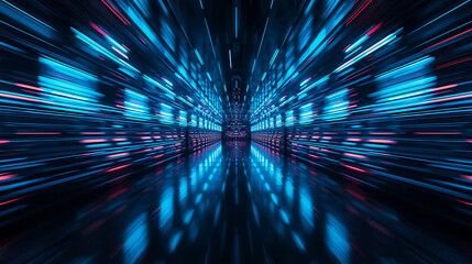 Futuristic Abstract Background with Glowing Neon Lines and Motion Blur Effect