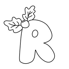 handdrawn alphabet with holly berry creation