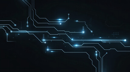 Futuristic Circuit Board Design with Glowing Elements for High Tech Backgrounds and Presentations