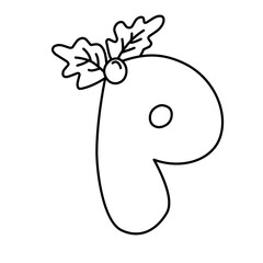 handdrawn alphabet with holly berry creation