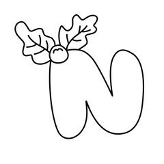 handdrawn alphabet with holly berry creation