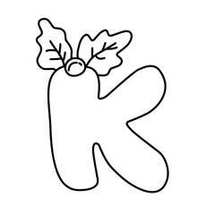 handdrawn alphabet with holly berry creation
